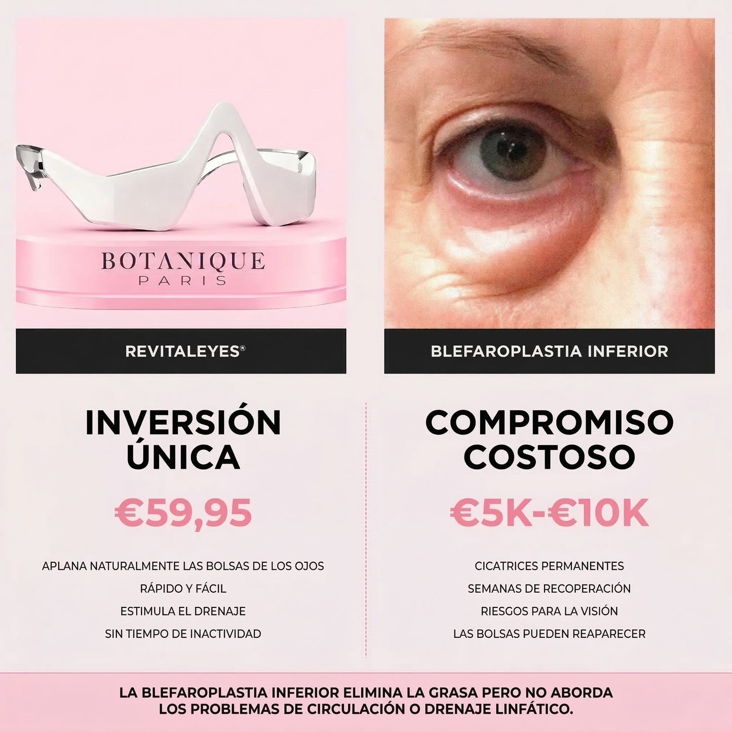 Phisma™ Terapia de luz roja + EMS para eliminar las bolsas de los ojos